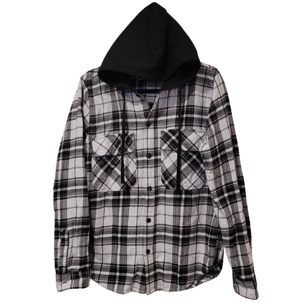 Plaid Flannel Cotton Button Down Hoodie, Men's Size Small, Original Use NWOT
